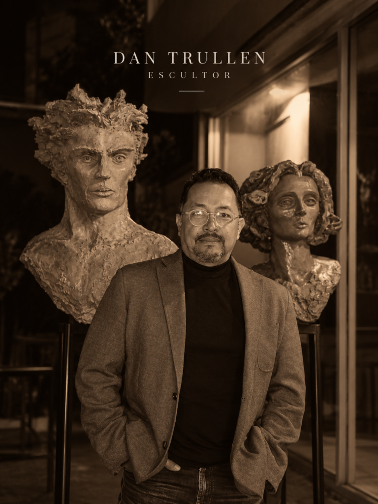 Dan Trullén, escultor, retrato en sepia